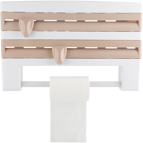 Dispenser de bucătărie pentru folii alimentare prosoape de hârtie, Alb/Bej [2]