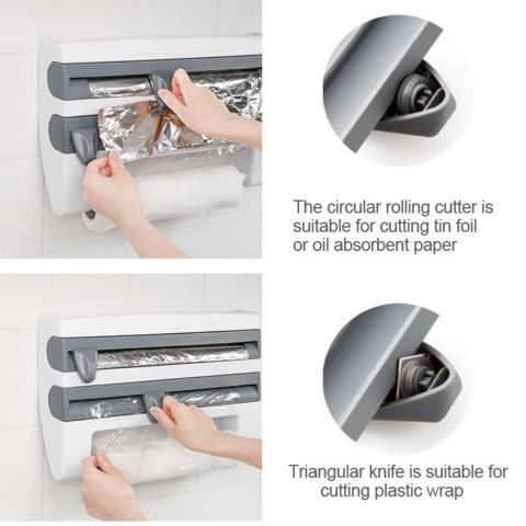 Dispenser de bucătărie pentru folii alimentare prosoape de hârtie, Alb/Gri [3]