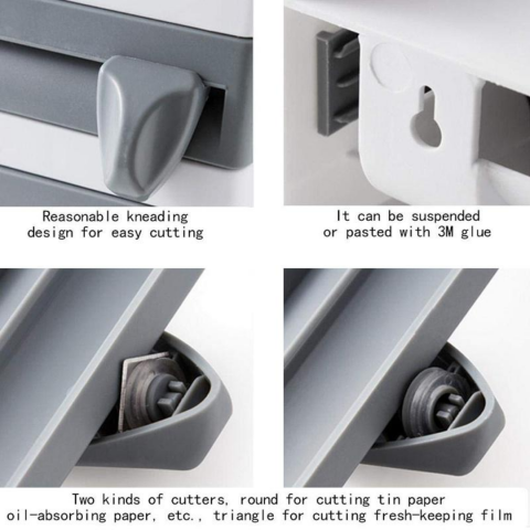 Dispenser de bucătărie pentru folii alimentare prosoape de hârtie, Alb/Gri [4]