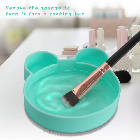 Dispozitiv din silicon pentru spălat pensule machiaj, Turcoaz [5]