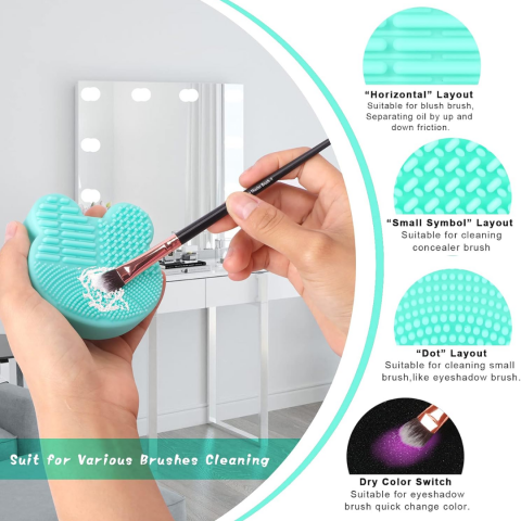Dispozitiv din silicon pentru spălat pensule machiaj, Turcoaz [2]