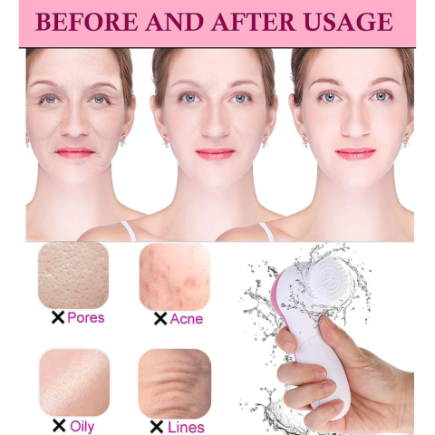 Dispozitiv pentru curățare facială 5 în 1, Roz [3]