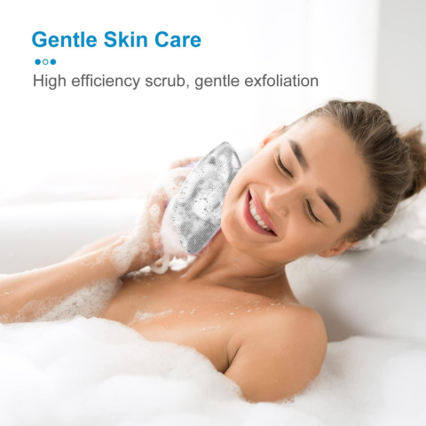 Exfoliant de corp cu perie din silicon, Gri [6]