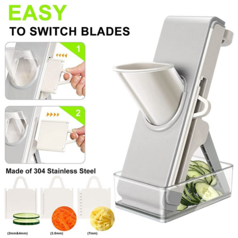 Feliator de legume cu manivelă, Gri [2]