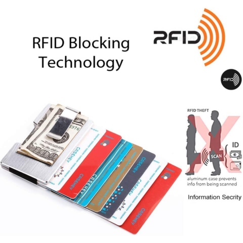 Portofel metalic pentru carduri cu RFID, negru [6]