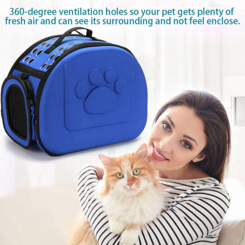 Geantă din silicon pentru transportul animalelor de companie de talie mică/medie, albastru [4]