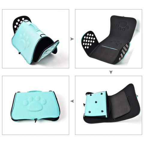 Geantă din silicon pentru transportul animalelor de companie de talie mică/medie, negru [5]