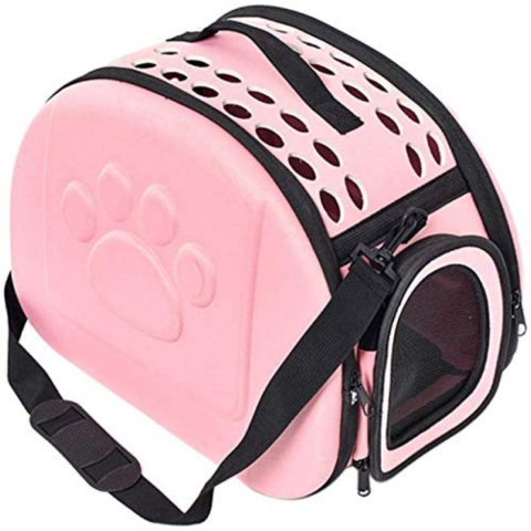 Geantă din silicon pentru transportul animalelor de companie de talie mică/medie, roz [4]