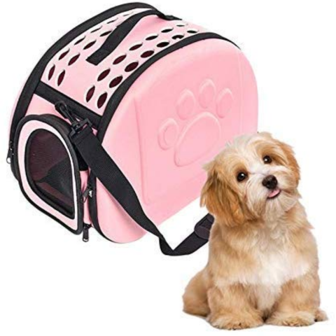 Geantă din silicon pentru transportul animalelor de companie de talie mică/medie, roz [2]