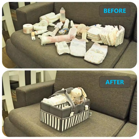 Geantă organizator scutece și accesorii copii, Gri/Alb [3]