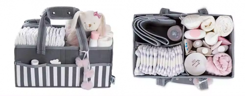 Geantă organizator scutece și accesorii copii, Gri/Alb [1]