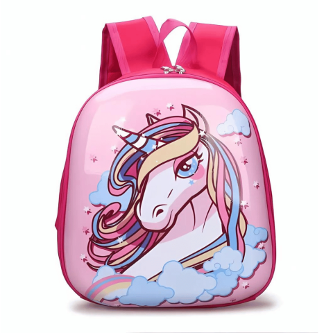 Ghiozdane si genți - Ghiozdan copii pentru gradinita, 30cm, model Unicorn păr Curcubeu