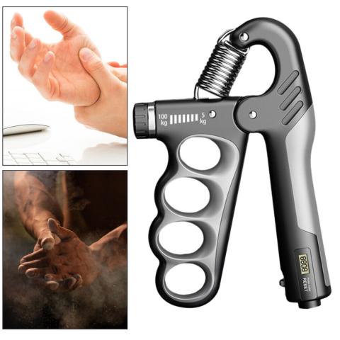 Gripper de mana reglabil, Flexor maini, 5-100Kg, pentru antrenament, Gri [4]