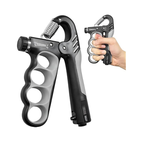 Sport - Gripper de mana reglabil, Flexor maini, 5-100Kg, pentru antrenament, Gri