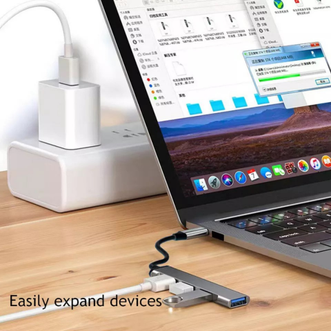 Hub USB-C 4 porturi (3x USB 2.0, 1x USB-C), argintiu [7]