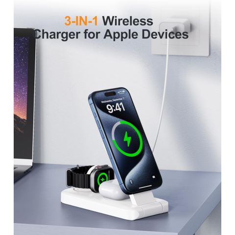 Încărcător wireless 3 în 1, alb [1]