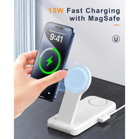 Încărcător wireless 3 în 1, alb [4]