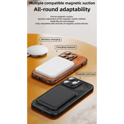 Husa de protecție din piele ecologică cu MagSafe pentru iPhone 12 Pro, Negru [8]