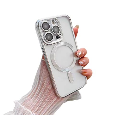 Husă protecție telefon de sticlă pentru iPhone 15 Pro Max, Argintiu [2]