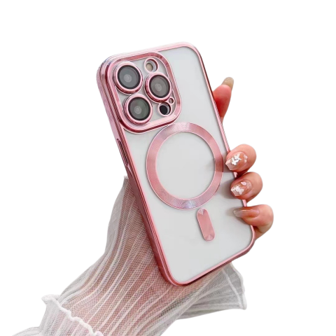 Husă protecție telefon de sticlă pentru iPhone 15 Pro, Rose Gold [6]