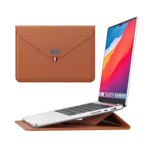Genți de Protecție - Husa Ultra-Subtire pentru Laptop 15/16 inch din Piele ecologica, cu Stand Laptop, Maro
