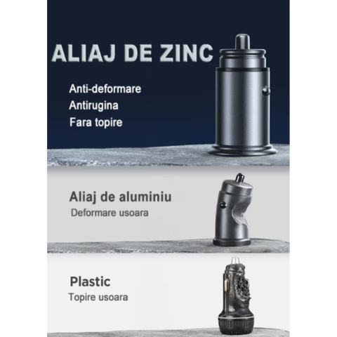 Încărcător auto 18W cu port USB și USB-C, negru [2]
