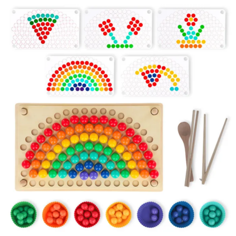 Joc Montessori cu bile din lemn și pahare [7]