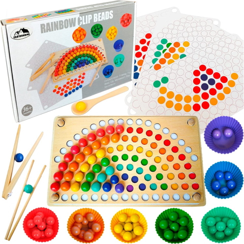 Joc Montessori cu bile din lemn și pahare [1]