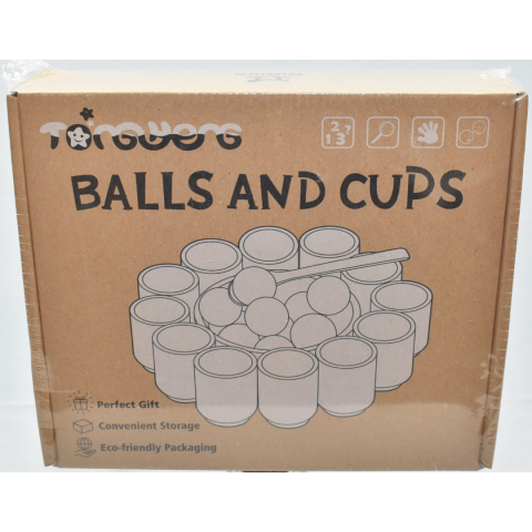 Jucărie din lemn tip Montessori, cu 12 cupe și bile [7]