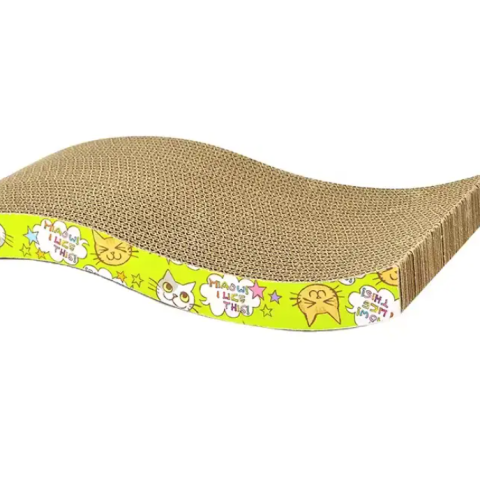 Pet Shop - Jucarie pentru pisici, Zgarietor orizontal, din carton, include iarba Matei, 65 x 23 x 3.5 cm