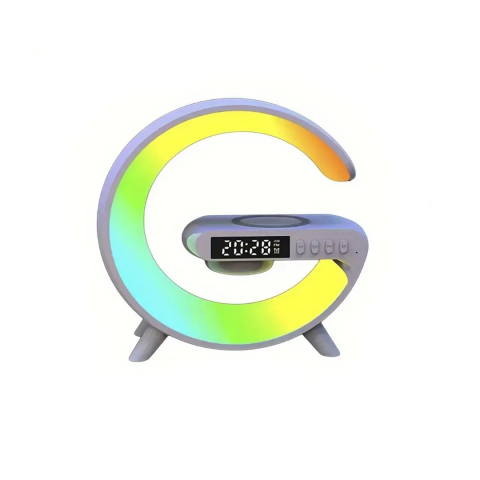 Gadgeturi - Lampă LED multifuncțională 4 în 1 cu încărcare wireless, Bluetooth și afișaj digital