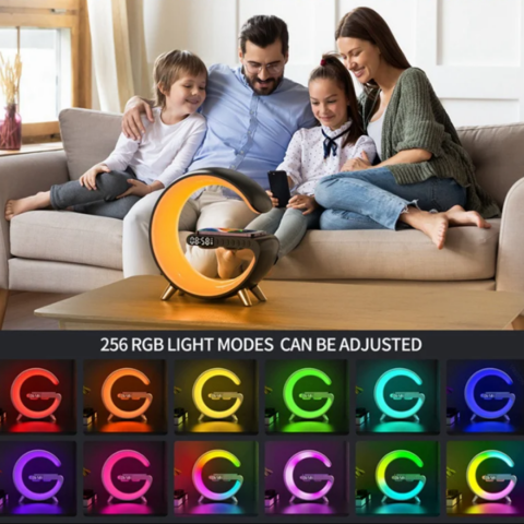Lampă LED multifuncțională 4 în 1 cu încărcare wireless, Bluetooth și afișaj digital [3]
