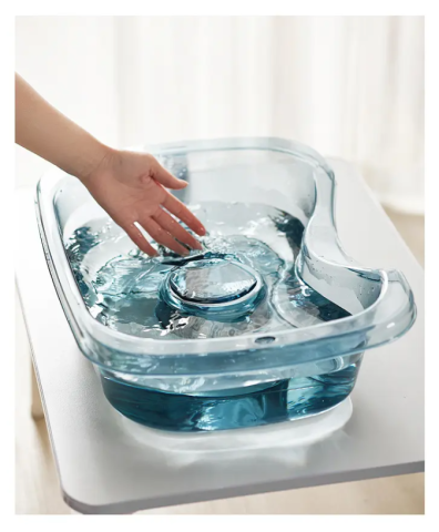 Lavoar portabil pentru spalat parul, cu furtun de drenaj si suport cervical, 48 x 35 x 14 cm, albastru transparent [1]