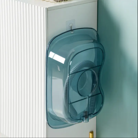 Lavoar portabil pentru spalat parul, cu furtun de drenaj si suport cervical, 48 x 35 x 14 cm, albastru transparent [2]