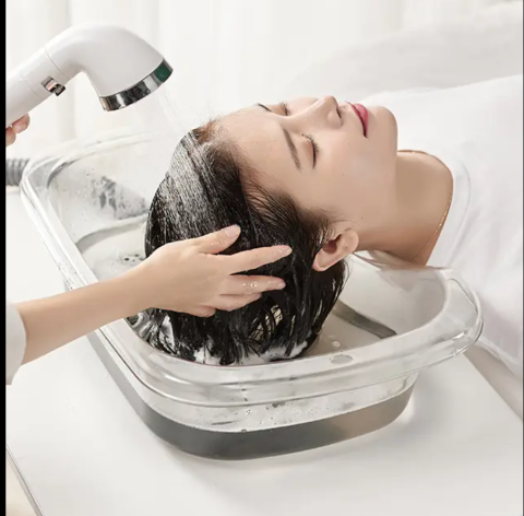 Lavoar portabil pentru spalat parul, cu furtun de drenaj si suport cervical, 48 x 35 x 14 cm, ri transparent [1]