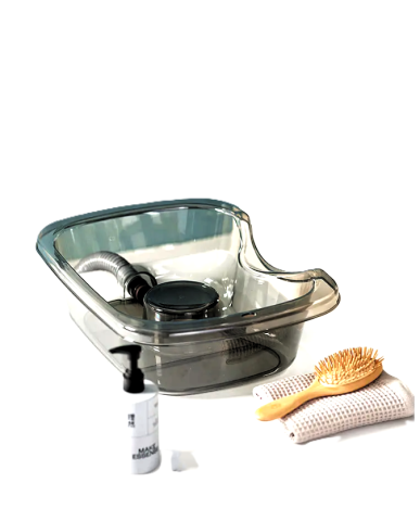 Baie - Lavoar portabil pentru spalat parul, cu furtun de drenaj si suport cervical, 48 x 35 x 14 cm, ri transparent