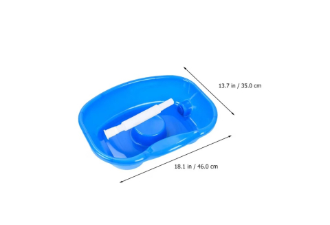 Aparate de masaj - Lighean forma ergonomica pentru spalarea parului, plastic, albastru, 46x35x12cm cu furtun de evacuare, ideal pentru persoanele cu mobilitate redusa