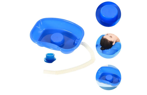 Lighean forma ergonomica pentru spalarea parului, plastic, albastru, 46x35x12cm cu furtun de evacuare, ideal pentru persoanele cu mobilitate redusa [2]