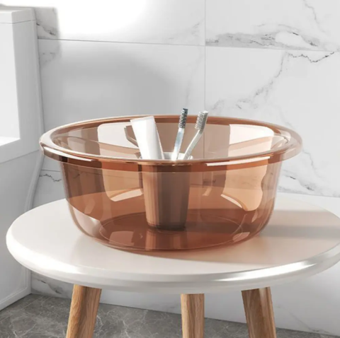 Curățenie și Întreținere - Lighean multifunctional plastic transparent, 29x20x11cm, Maro