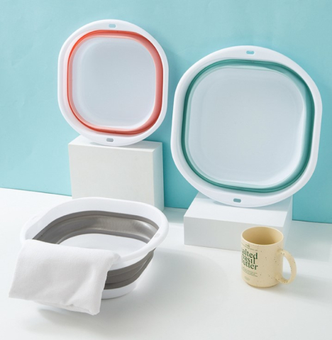 Lighean Pliabil, Multifunctional, Anti-alunecare, Poate fi atarnat, Design gauri de agatat, Mic si portabil, Usor de curatat, Pentru Baie, bucatarie, voiaj, PP, marime L, Albastru [2]