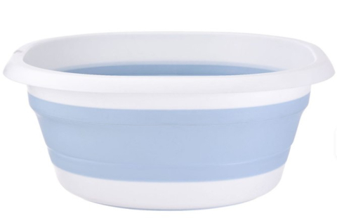 Organizare și Depozitare - Lighean Pliabil, Multifunctional, Anti-alunecare, Poate fi atarnat, Design gauri de agatat, Mic si portabil, Usor de curatat, Pentru Baie, bucatarie, voiaj, PP, marime L, Albastru