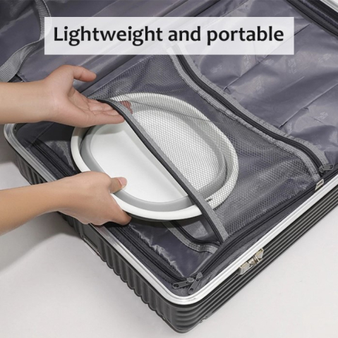 Lighean Pliabil, Multifunctional, Anti-alunecare, Poate fi atarnat, Design gauri de agatat, Mic si portabil, Usor de curatat, Pentru Baie, bucatarie, voiaj, PP, TPE, marime L, Alb/Gri, 37 x 13 cm [2]