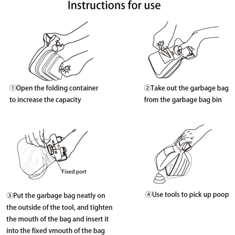 Lopățică tip clește pentru adunat excremente, cu pungi de unică folosință, atașabilă la lesă sau zgardă, albastru/negru [4]