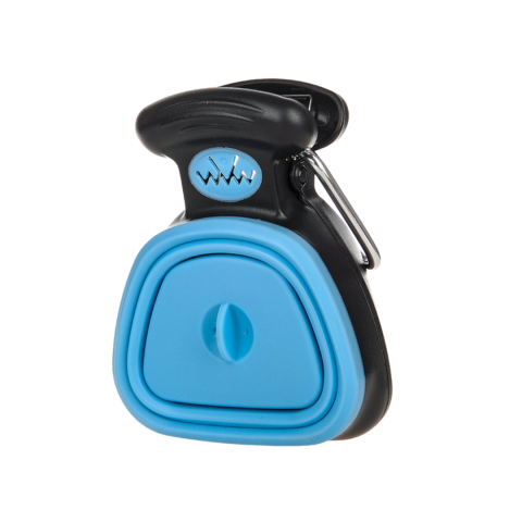 Pet Shop - Lopățică tip clește pentru adunat excremente, cu pungi de unică folosință, atașabilă la lesă sau zgardă, albastru/negru