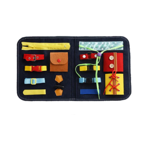 Jucării educative - Mapă senzorială tip Montessori, pliere ghiozdanel