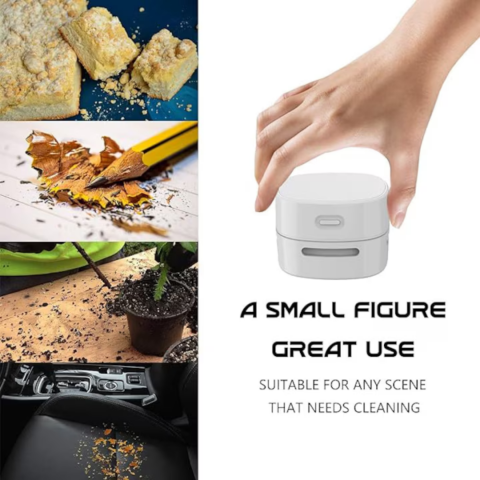 Mini aspirator portabil pe baterii, pentru birou și suprafețe mici, Alb [2]