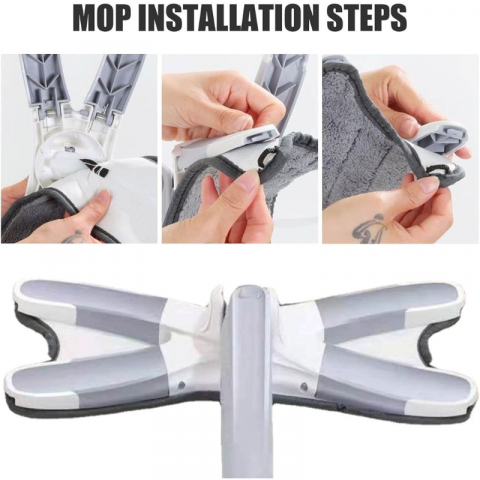 Mop în formă de X, cu reglare telescopică și cap rotativ 360 de grade, alb [2]