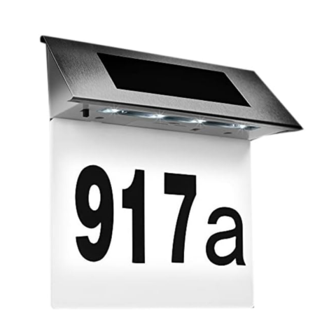 Casă și Grădină - Număr de casă/poartă iluminat solar, 4 LED-uri, aprindere automată