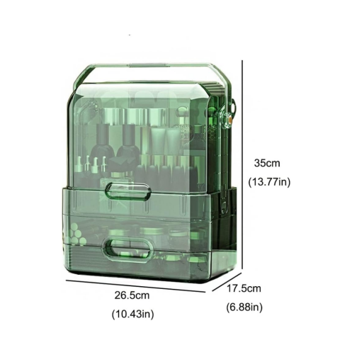 Organizator cosmetice luxury, cu mâner, Verde Transparent [1]