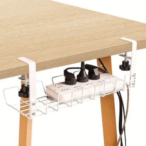 Organizator metalic pentru cabluri, multifuncțional pentru birou, Alb [2]